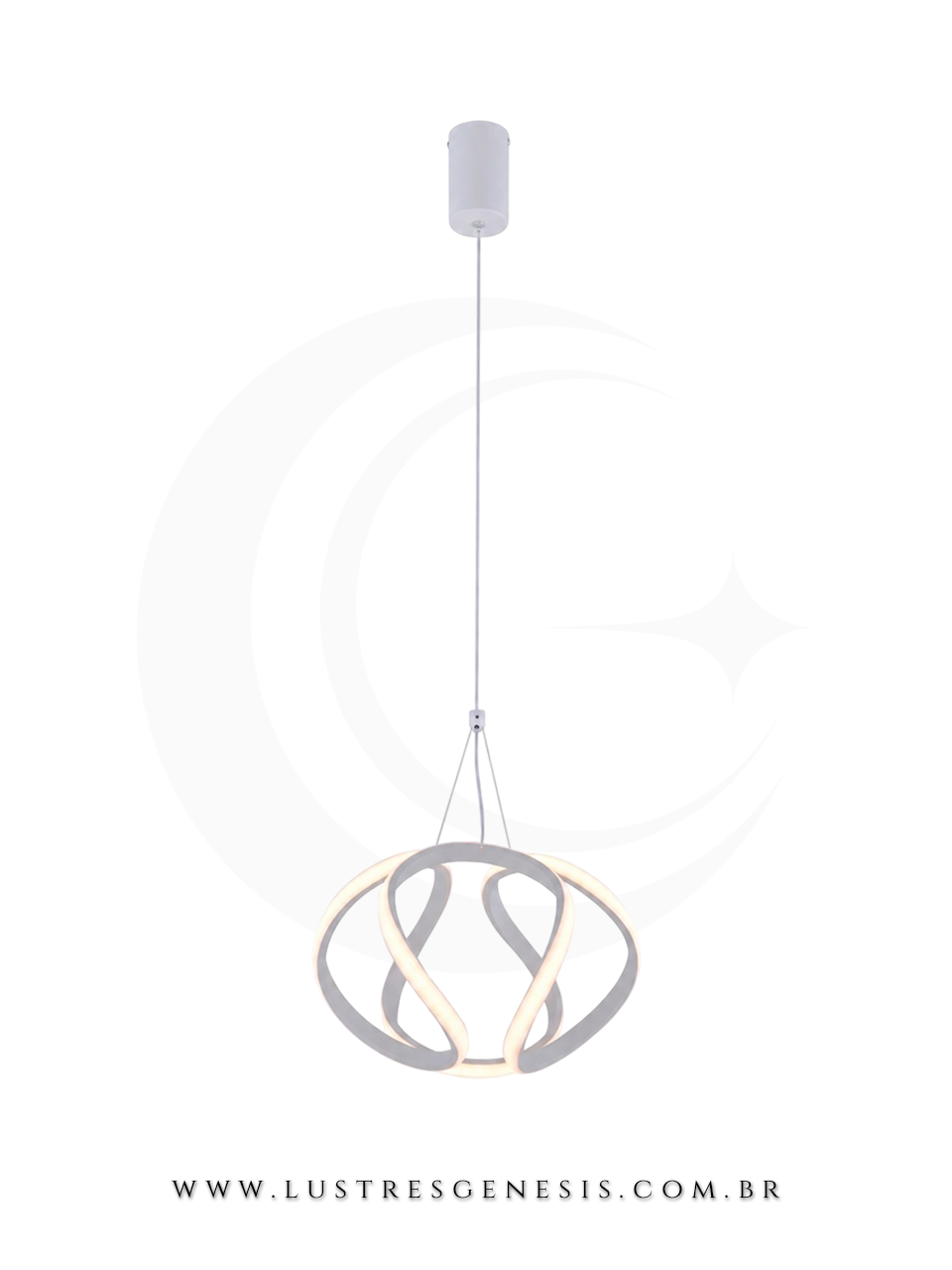 O Lustre Pendente em metal e silicone une elegancia e sofistiacao para o seu ambiente. Com LED integrado de 18W na luz amarela 3000K bivolt